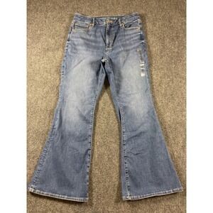 American Eagle Curvy Super High-Rise Flare Jeans Medium Wash Womens 12 Short